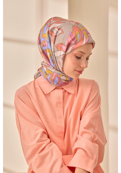 Silk Home Olinda İpek Eşarp 47003-31 Gri, Pembe, Somon, Mavi Lila, Sarı