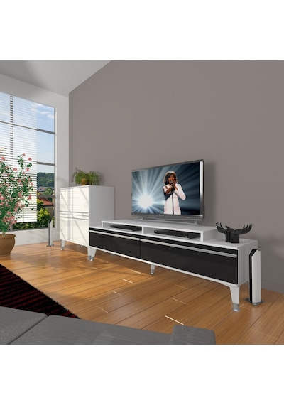 Decoraktiv Ekoflex On Mdf Silver Tv Ünitesi Tv Sehpası Beyaz - Siyah