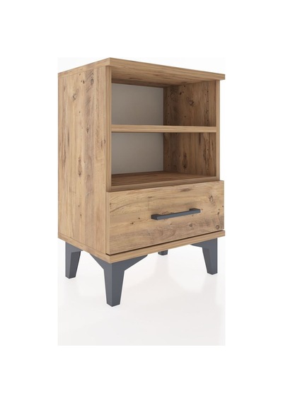 Arges Komodin 2 Raflı Tek Çekmeceli 44x30x64 Çam-çam Çam