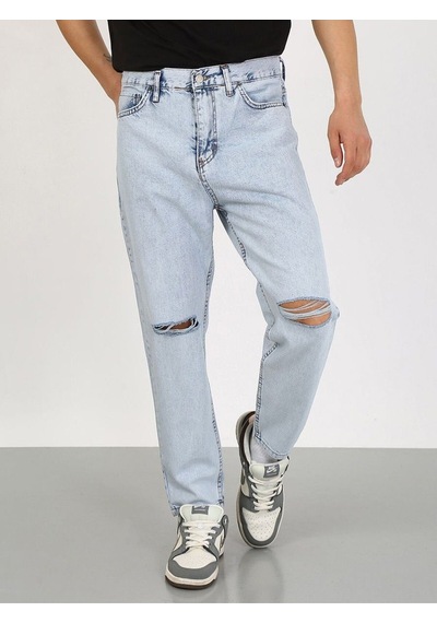Boyfriend Diz Yırtık Buz Mavi Jean-buz Mavi - 34 Buz Mavi
