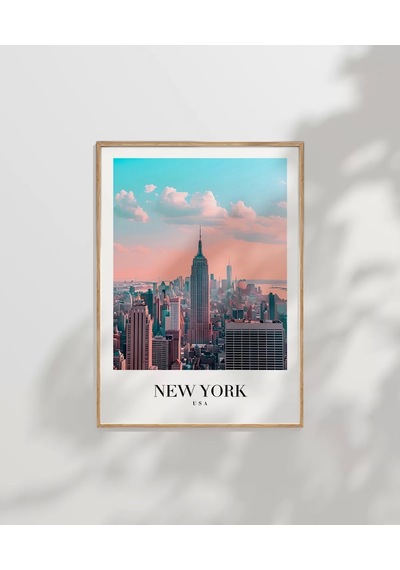 Çerçevesiz Poster New York Silüeti Gün Doğumu