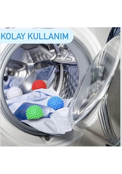 4'lü Tüy Toplayıcı Kırışık Önleyici Çamaşır Kurutma Topu Plastik Çok Renkli Tr Diğer