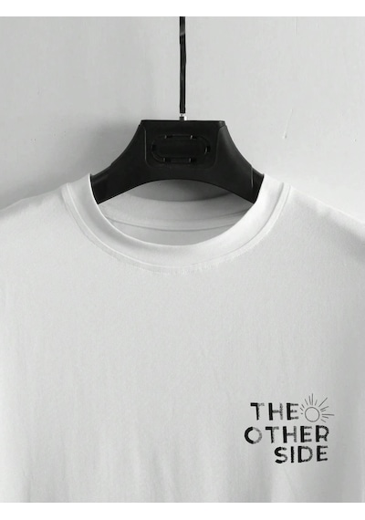 Sırt Baskılı Oversize Salaş Unisex-t-shirt Beyaz