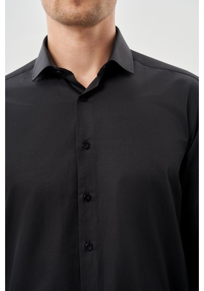 İmza Siyah Uzun Kol Düz Bez Ayağı Yarım İtalyan Yaka Cepsiz Pamuklu Classic Slim Fit Gömlek 1004245268 Siyah İmza Siyah Uzun Kol Düz Bez Ayağı Yarım İtalyan Yaka Cepsiz Pamuklu Classic Slim Fit Gömlek 1004245268 Siyah