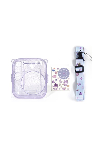Instax Mini 13 Lila Fotoğraf Makinesi Simli Pleksi Kılıf Ve 10'lu Film Hediye Seti