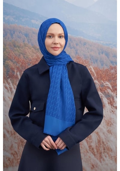 Armanda 70 X 190 Cotton Monogram Desen Şal - Ar 3098 03048 - 70 X 190 / Saks