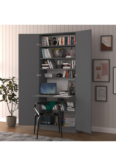 Asra Trend Modern Dolaplı Çalışma Masası MD001 %100 MDF Katlanır Raflı Ofis Yemek Masası Antrasit Asra Trend Modern Dolaplı Çalışma Masası MD001 %100 MDF Katlanır Raflı Ofis Yemek Masası Antrasit