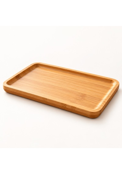 Emmy 18 Cm Dikdörtgen Bambu Sunum Tabağı Kahvaltılık Servis Tabağı Çok Renkli