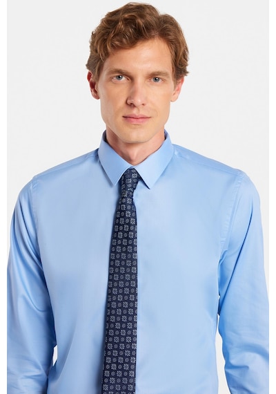 Tudors Erkek Slim Fit Non-ıron Pamuklu Doğa Dostu Ekoteks Belgeli Ütü Gerektirmez Açık Mavi Gömlek-32995 Açik Mavi