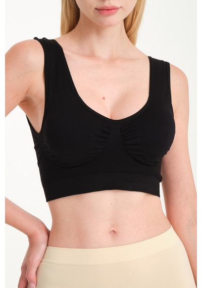 Fit Women Kalın Askılı Pedli Büstiyer Siyah