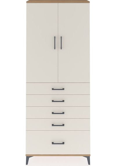 Arges Dolap 2 Raflı 5 Çekmeceli 2 Kapaklı 88x30x221 Çam-aytaşı Çam