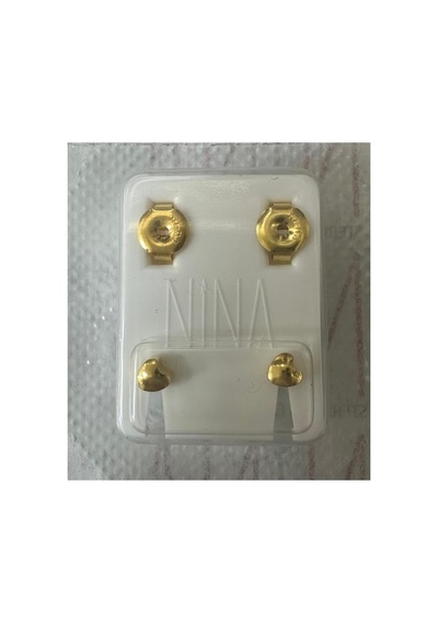Gold Kalp Kulak Delme Küpesi 1 Çift Gold
