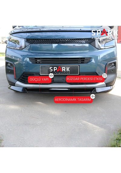 Citroen Berlingo 2019- Yılı Ve Sonrası Uyumlu Ön Tampon Lip Siyah