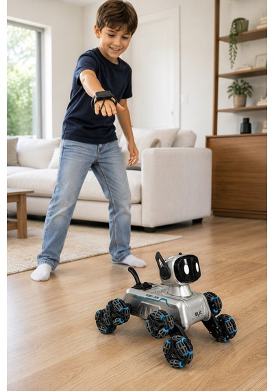 Brb2 Aı Akıllı Robot Köpek - 360 Hareketli, Uzaktan Ve Bilekten Kontrollü, Işıklı Sesli Ve Sprey Efektli