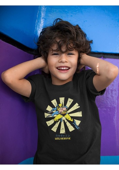 Sevbano Wolverine Baskılı Unisex Film Kahramanı Çocuk Tişört 1-12 Yaş SIYAH