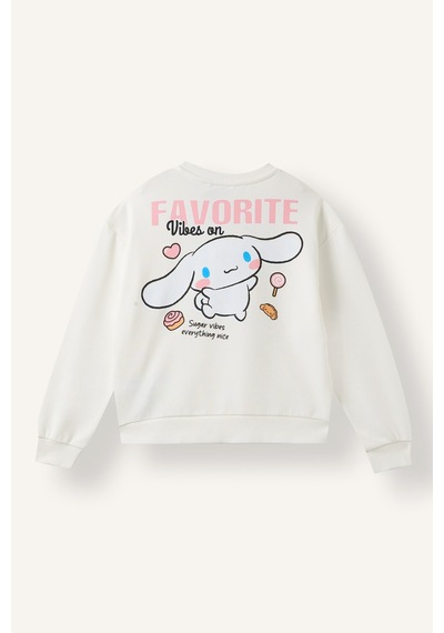 Defacto Cinnamoroll Relax Fıt Bisiklet Yaka Sweatshirt Kız Çocuk I3549a826auer105 Ekru-er105