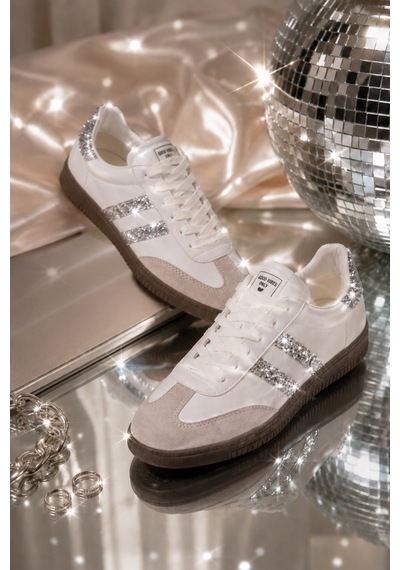 Muggo Sparkly Kadın Sim Detaylı Günlük Sneaker Spor Ayakkabı Beyaz