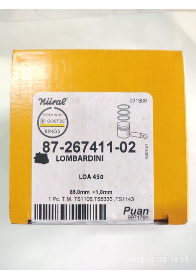ANTOR /lombardini 3ld450 10hp Piston Segman/sekman Komple 1 Mm. Nüral Goetze