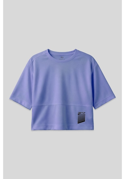 Tommy Life Eflatun Polyester Nefes Alan Dokulu İnce Esnek Oversize Fit Performans Kadın T-shirt - 97284 Eflatun