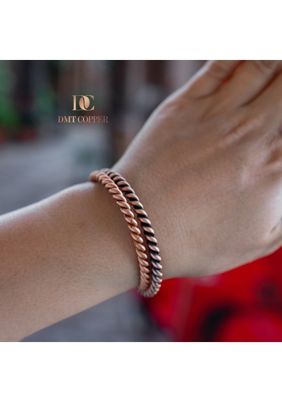 Dmt Copper Home %100 El Yapımı Bakır Bileklik,doğal Antibakteriyel Bakır Bileklik, Sağlık Dostu 2 Li Takım Işıklı Kutulu 84571527