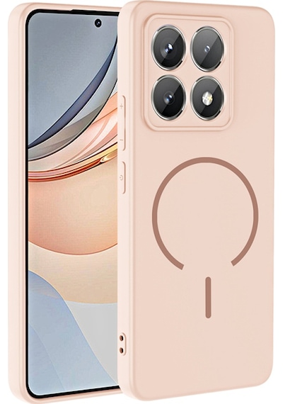 Xiaomi 14t Kılıf Magsafeli Premium Meta Silikon Kapak Rose Pembe