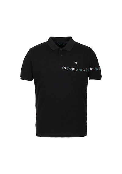 Erkek Polo Yaka Tişört Siyah Slim Fit Ribanalı Kol Nakışlı T-shirt Ncs Jeans 1169-siyah Siyah
