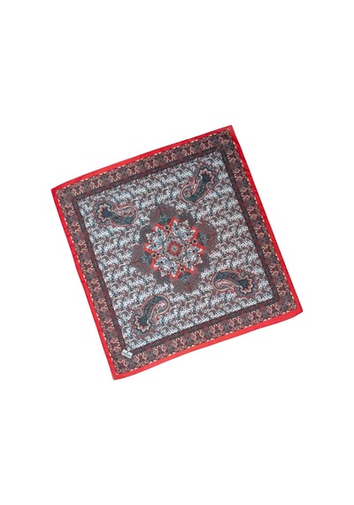 Mim Eşarp Prime Pamuk Etnik Desenli Eşarp 90x90 Cm Kırmızı