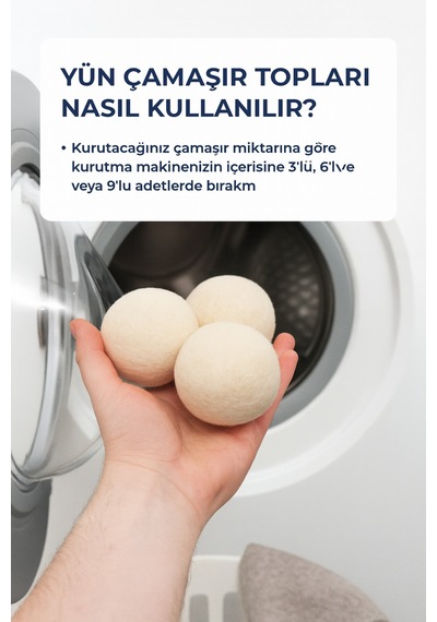 3 Adet Doğal Yün Keçe Kurutma Topu Çamaşır Kurutma Makinesi Kırışıklık Azaltıcı Tr Diğer