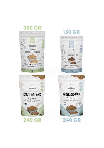 OG natural 4'lü Organik Keçiboynuzlu ve Zeytinyağlı Bebek Bisküvisi ve Bisküvi Tozu Seti +6 Ay