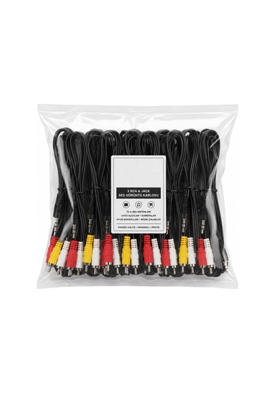 Krt-1135 Sony Dikmen Stereo Rca Kablo - 3 Rca Ve Jack Bağlantılı- 15'li Paket Diğer