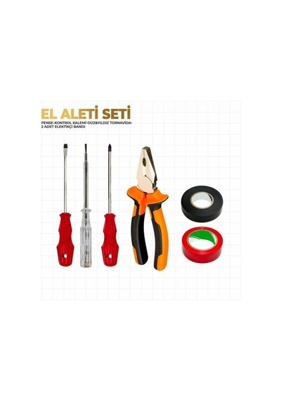 Pense Kontrol Kalem Düz Ve Yıldız Tornavida Iki Elektrik Bantı