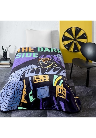 Taç Star Wars Cosmic Çizgi Film Karakteri Pamuk-polyester Karışım Battaniye, Siyah, Mor, Turkuaz, Tek Kişilik Diğer