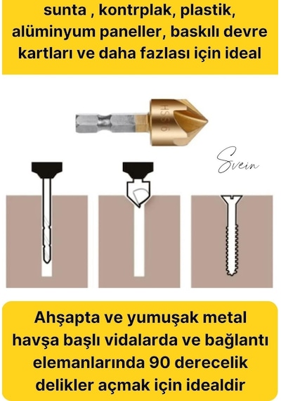 6 Parça Premium Titanyum Kaplama Hss Bits Uçlu Kırılmaz A Kalite Paslanmaz Havşa Açma Matkap Uç Seti