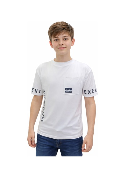 İrem Çocuk Giyim Erkek Çocuk Yazı Desenli Kolları Yazılı Oversize Beyaz Renk Tişört Beyaz