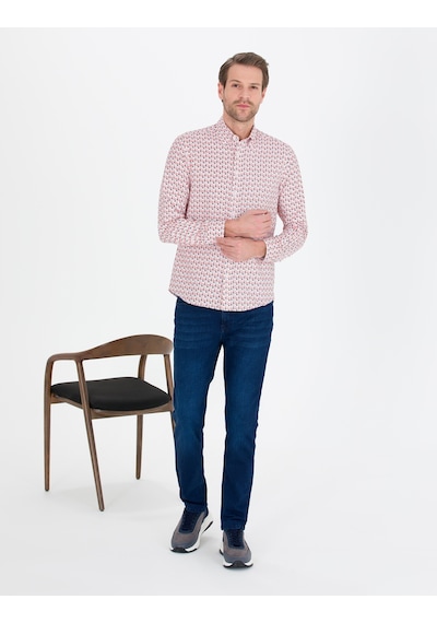 Pierre Cardin Erkek Nar Çiçeği Desenli Gömlek 50264910-vr039 Narçiçeği