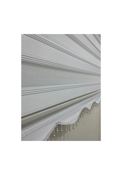 Beyaz Sim Detaylı Boncuklu Zebra Stor Perde Beyaz - 338292932 Beyaz