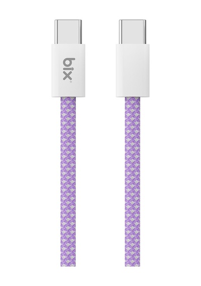 Bix T4cc 65w Type-c To Type-c Örgülü Manyetik Tasarım Hızlı Şarj Ve Data Kablosu 1 Metre Mor