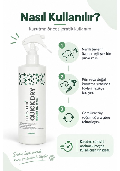 Showtech Quick Dry Kurutma Süresini Kısaltan Tüy Spreyi 400 Ml - Islaktan Kuruya Bir Anda
