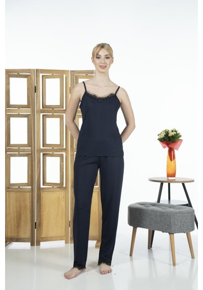 Estiva Kadın İp Askılı Likra Viskon Yazlık Pijama Takımı 001