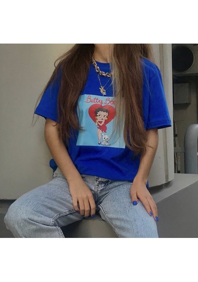 Kalic Studio Betty Boop - T-shirt Beyaz Mavi