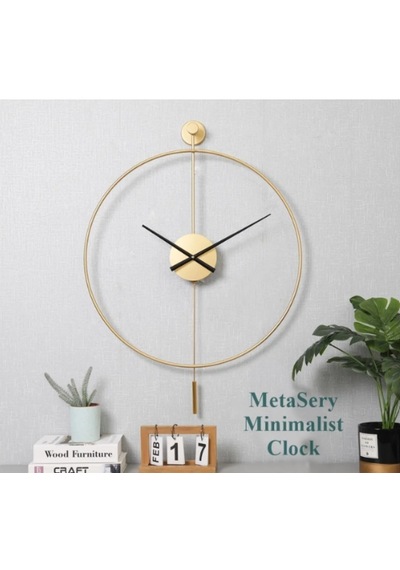 MetaQuartz Aksesuar (Orta Boy-38*58 cm) Gold Tiktok - Siyah 18 Cm Akrep Yelkovan , Modern