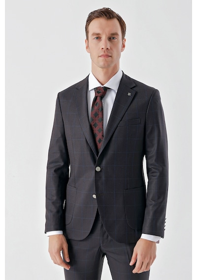 Morven Erkek Mürdüm Poliviskon Trend Ekoseli Slim Fit Mono Yaka Takım Elbise Mürdüm Morven Erkek Mürdüm Poliviskon Trend Ekoseli Slim Fit Mono Yaka Takım Elbise Mürdüm