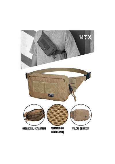 Utx Grovuxa Çöl Rengi Çok Bölmeli Unisex Outdoor Bel Ve Omuz Çantası Bej
