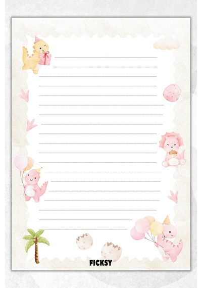 A5 Dinozor Bloknot Çizgili Defter - 50 Yaprak - Memopad - Notepad - Not Defteri - Not Kağıdı Bej Bej