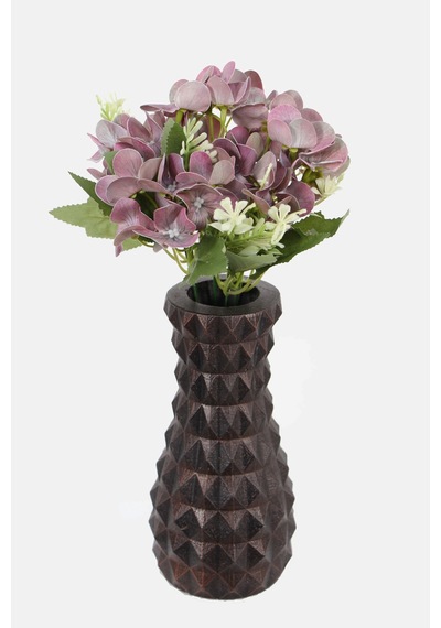 Lüx Beton Vintage Vazoda Yapay Ortanca Tanzimi 30 Cm Gül Kurusu