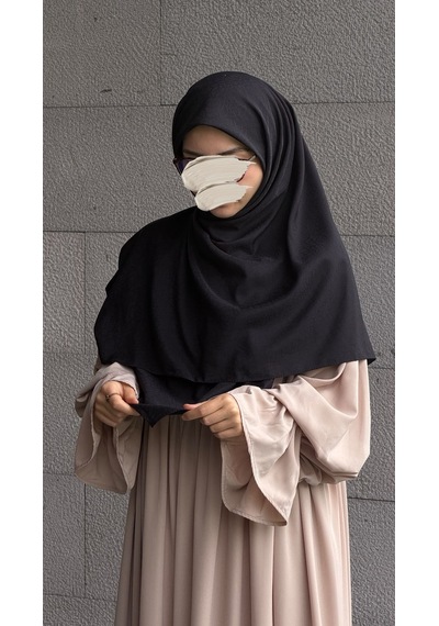 Qalortex Scarf Premium Jakarlı Hüma Büyük Boy Eşarp -siyah