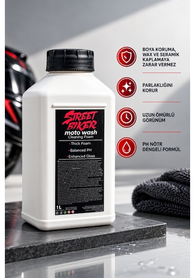 Moto Wash 1 lt pH Nötr Motosiklet Şampuanı