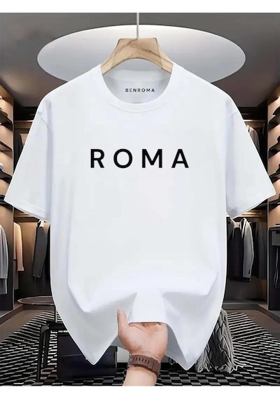 Roma Baskılı Oversize Tişört BEYAZ