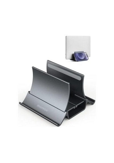 Momax Dikey Dizüstü Bilgisayar Standı Tutucu, Arch Gravity Otomatik Kilitleme Tutucu Depolama Yuvası, Masa Düzenleyici İçin Yer Tasarrufu, Tüm Macbook/ipad/dell/chromebook'a Uyar, Çift Dizüstü