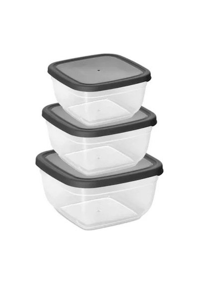 Asd057 Maya Kare 3lü Saklama Kabı Seti Gri 500-900-1500 Ml Çok Renkli